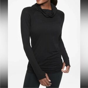 Athleta Essence Hooded Cowl Tunic Top Hoodie Soft Cozy Women’s sz XL Black